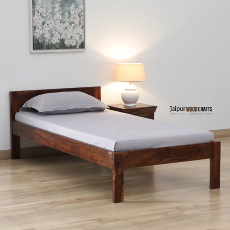 Enkel Sheesham Wood Single Bed in Scratch Resistant Provincial Teak